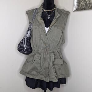 Per Se womens green utility vest 2X